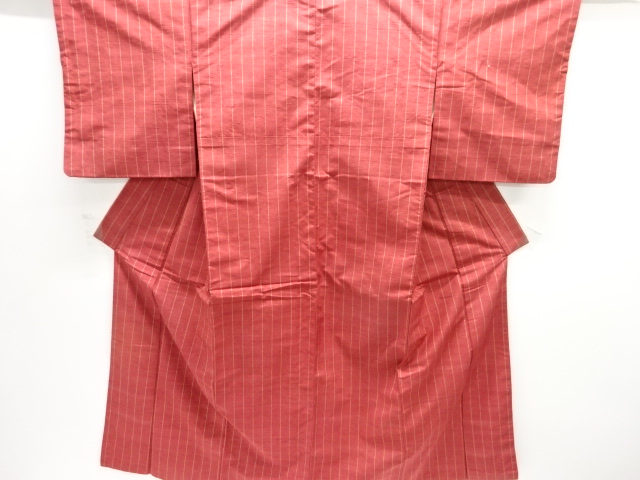 JAPANESE KIMONO / ANTIQUE KIMONO / SILK / TSUMUGI / WOVEN STRIPE